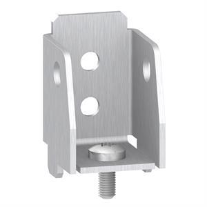 Fixing brackets for internal fixing of vertical rails at the same level of base