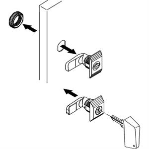 Complete manual handle lock operated with key 220 (2) for Spacial CRN enclosure