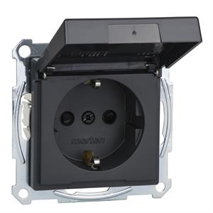 M-Elegance - Tomada 2P+T com obturadores e tampa - 16A- Antracite