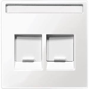 M-Elegance - Centro de tomada RJ45 para ligadores com tampa deslizante e porta-etiquetas - Branco brilhante