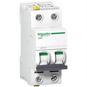 Miniature circuit-breaker, Acti9 iC60H, 2P, 16 A, C curve, 10000 A (IEC 60898-1), 15 kA (IEC 60947-2)