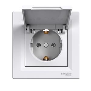Asfora - Tomada 2P+T com tampa e obturadores - 16A - IP21 - Branco