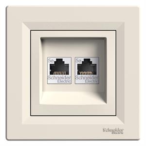 Asfora - Tomada RJ45 dupla categoria 5e UTP - Creme