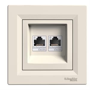 Asfora - Tomada RJ45 dupla categoria 6 UTP - Creme