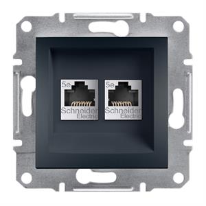 Asfora - double Data socket - RJ45 cat5e UTP, wo frame, anthracite