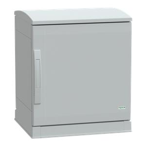 Floor standing encl.polyester vers.PLAZT w/open plinth+canopy 500x500x420 IP44