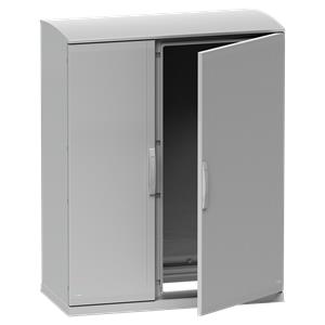 Floor standing encl.polyester vers.PLAZT w/open plinth+canopy 750x1000x420 IP44