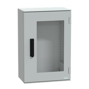 wall-mounting encl. polyester monobloc IP66 647x436x250mm 3p.lock glazed door
