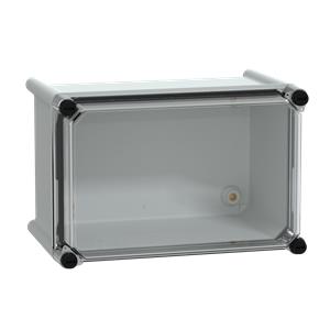 Caixa PLS, traseira em poliéster, cobertura transparente para PC IP66 18x27x18cm