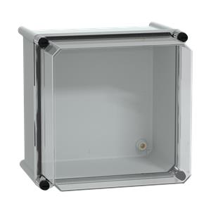 PLS box, polyester rear, transparent PC cover IP66 27x27x23cm