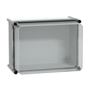 PLS box, polyester rear, transparent PC cover IP66 27x36x23cm
