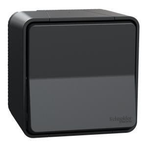 Botão de pressão monobloco, Mureva Styl, IP55, 10A, saliente, Cinzento