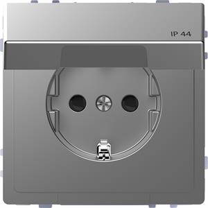 D-Life - Tomada 2P+T com obturadores e tampa - IP44 - 16A - Aço