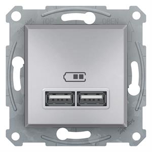 Asfora - Tomada dupla USB carregador - 2.1A - Alumínio