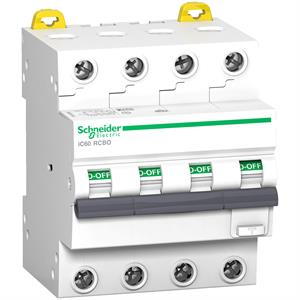Acti9 iC60 RCBO - 4P - 10 A - C Curve - 6000A/6kA - 300 mA - AC type