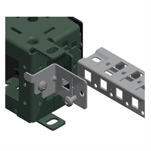 Bracket for fixing crossrails in the plinth. Regulation 25mm pitch.