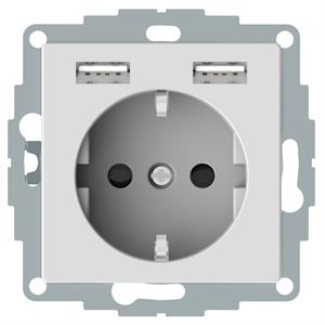 M-Elegance - Tomada 2P+T + carregador USB - 16A - 2.4A - Branco ativo