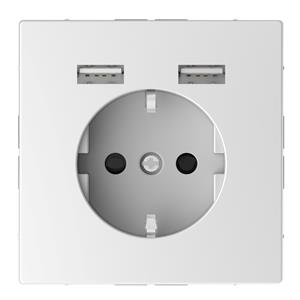 D-Life - Tomada 2P+T + Carregador 2xUSB - 2.4A - 16A - Branco