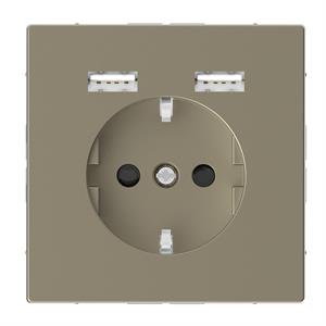 D-Life - Tomada 2P+T + Carregador 2xUSB - 2.4A - 16A - Sahara