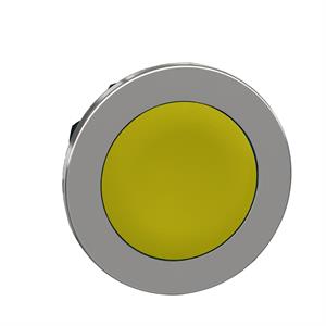 Cabeça de botão de pressão de montagem embutida, metal, amarela, ø30, retorno por mola, sem marca
