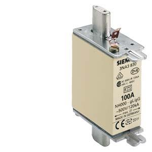 Elemento de fusível NH, NH000, In: 100 A, gG, Un CA: 500 V, Un CC: 250 V