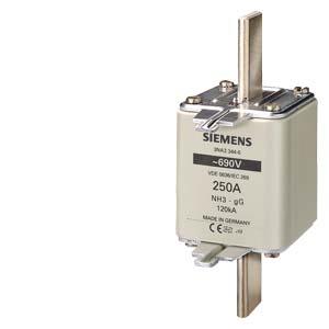 Elemento de fusível NH, NH3, In: 250 A, gG, Un CA: 690 V, Un CC: 440 V
