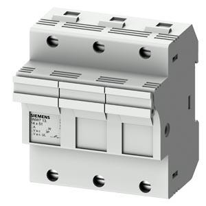 SENTRON, suporte de fusível cilíndrico, 14x51 mm, 3 polos, In: 50 A, Un CA: 690 V