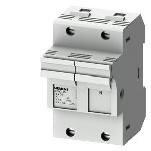 SENTRON, porta-fusíveis cilíndrico, 14x51 mm, 1P+N, In: 50 A, Un CA: 690 V, LED