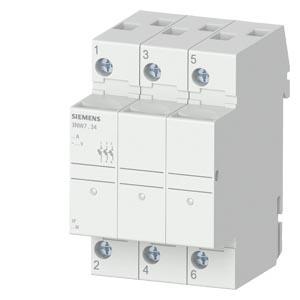 SENTRON, suporte de fusível cilíndrico, 10x38 mm, 3 polos, In: 32 A, Un CA: 690 V