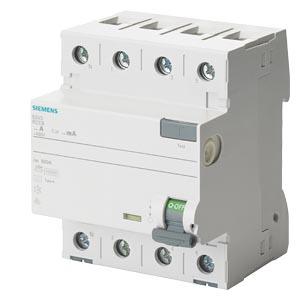 Disjuntor de corrente de fuga, de 4 polos, tipo A, In: 63 A, 300 mA, Un CA: 400 V, N-esquerda