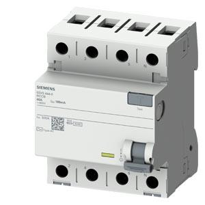 Disjuntor de corrente de fuga, 4 polos, tipo CA, In: 63 A, 100 mA, Un CA: 400 V