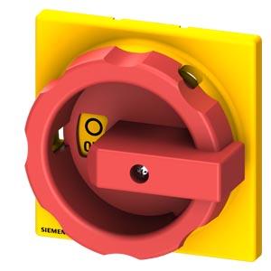 Acionamento rotativo, botão de acionamento vermelho/amarelo, para encapsulamento de material isolante, para 63-125A