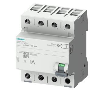 Disjuntor de corrente de fuga, 4 polos, tipo A, In: 63 A, 30 mA, 6 mA CC, Un CA: 400 V