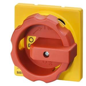 Acionamento rotativo, botão de acionamento vermelho/amarelo, para fixação frontal com quatro orifícios, acessórios