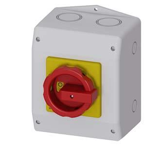 SENTRON, seccionador de corte em carga 3LD, chave de PARADA DE EMERGÊNCIA, 3 polos, Iu: 63 A, potência de operação/a CA-23 A a 400V: 22 kW, invóluc...