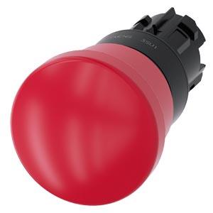 Botão cogumelo de parada de emergência, 22mm, redondo, plástico, vermelho
