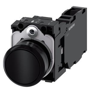 Botão de pressão, 22mm, redondo plástico, preto, botão de comando, 1NA+1NF