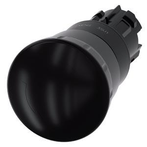 Botão cogumelo, 22mm, redondo, plástico, preto, desencrava por rotação