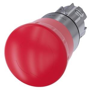 Botão cogumelo de parada de emergência, 22mm, redondo, metal, brilhante, vermelho, desencrava por rotação