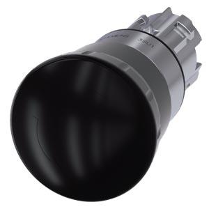 Botão cogumelo, 22mm, redondo, metal, brilhante, preto, desencrava por rotação