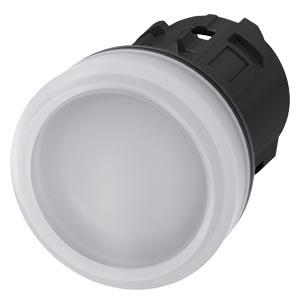 Sinalizador luminoso, 22mm, redondo plástico, branco, lente, plano