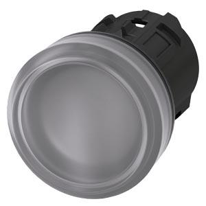 Sinalizador luminoso, 22mm, redondo plástico, transparente, lente, plano