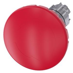 Botão cogumelo de parada de emergência, 22mm, redondo, metal, brilhante, vermelho, 60mm