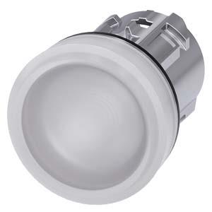 Sinalizador luminoso, 22mm, redondo, metal, alto brilho, branco, lente, plano