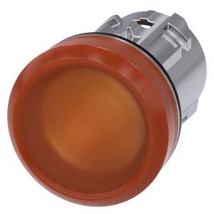 Sinalizador luminoso, 22mm, redondo, metal, alto brilho, âmbar, lente, plano