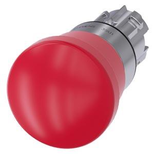 Botão cogumelo de parada de emergência, 22mm, redondo, metal, brilhante, vermelho, 40mm