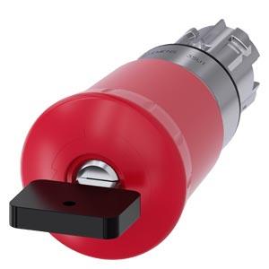 Botão cogumelo de parada de emergência, 22mm, redondo, metal, alto brilho, vermelho, com fechadura Siemens, C