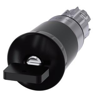 Botão cogumelo, 22mm, redondo, metal, alto brilho, preto, com fechadura Siemens