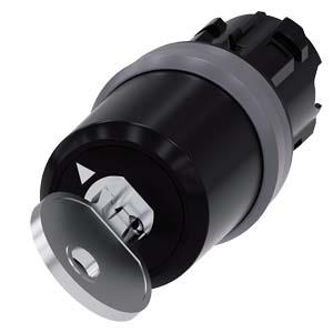 Interruptor de chave Siemens, C, 22mm, redondo, anel frontal de metal, retirada da chave O