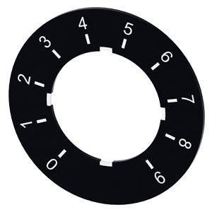 Placa de identificação para potenciômetro, placa preto, inscrição: 0-9